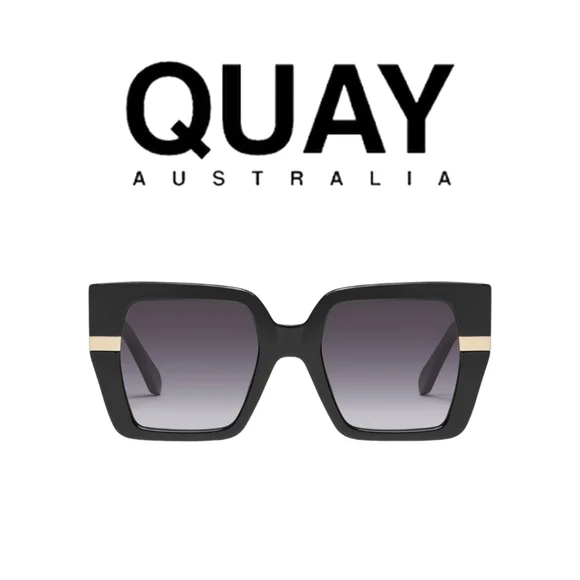 NWT Quay Australia Sunglasses Notorious Oversized Black Frame Smoke Lens NWT Quay Australia Sunglasses Notorious Oversized Black  main image 4